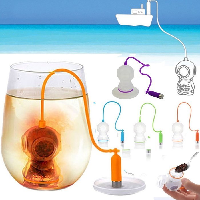 Chunshop Tea Diver Infuser Scuba Deep Diving Herbal Loose Leaf Silicone Filter Strainer (Blue) N2