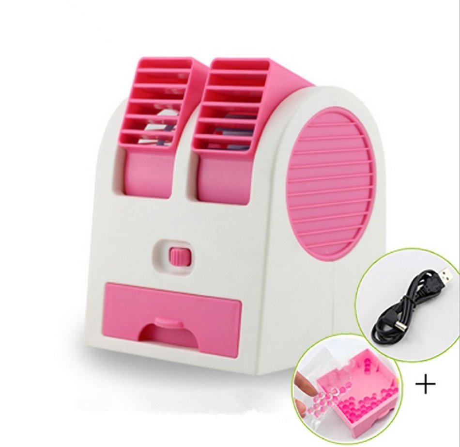 Mini Fan & Portable Dual Bladeless Small Air Conditioner Water Air Cooler Powered by USB & Battery N5