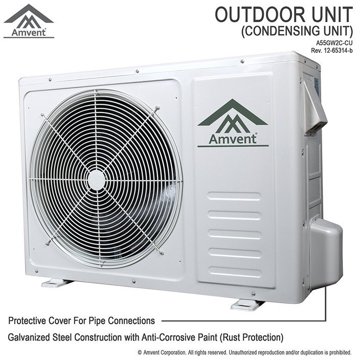 Amvent 18000 BTU 1.5 Ton Ductless Wall Mount Mini Split Room Air Conditioner AC Conditioning Cooling System Unit N3