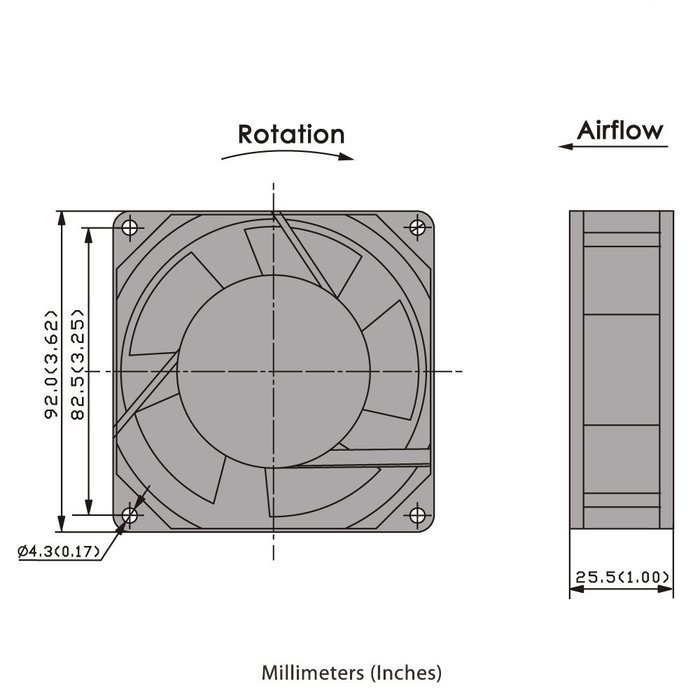 230V AC Cooling Fan. 92mm x 25mm HS N3