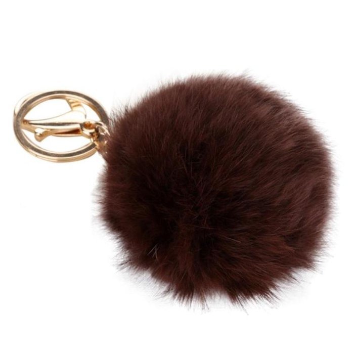AutumnFall® Rabbit Fur Ball Keychain Bag Plush Car Key Ring Car Key ...