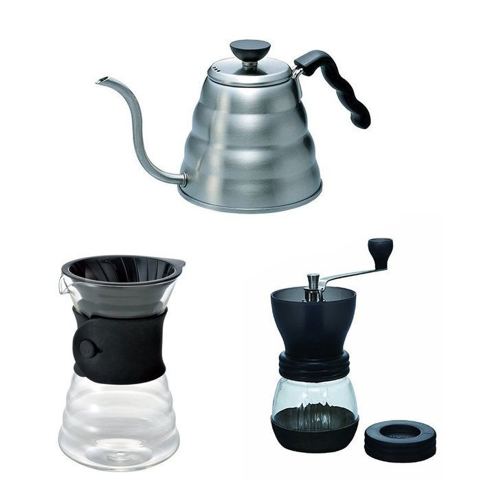 Hario V60 Kettle, Decanter & Coffee Mill - Three Products All Sold Together
