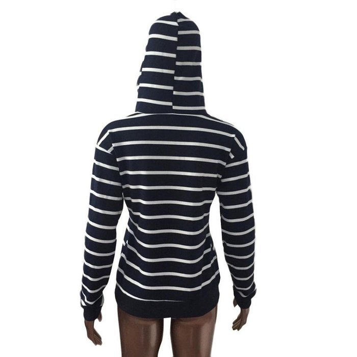 Pullover Tops,Morecome Womens Stripe Loose Casual Long Sleeve Hoodie Sweatshirt (S, Black) N2