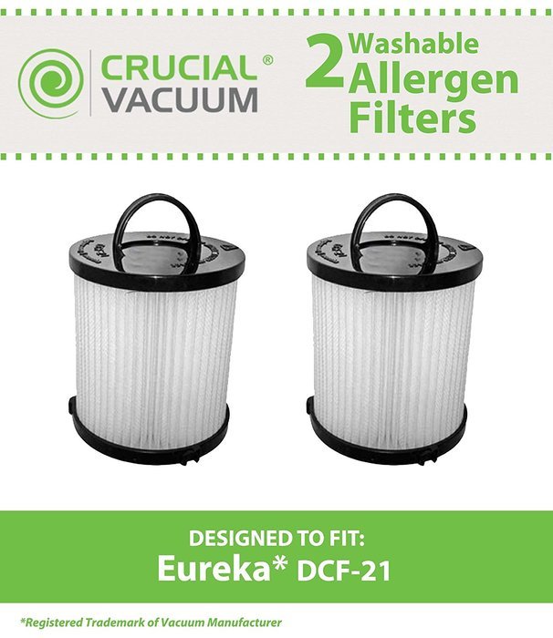 2 Eureka DCF-21 Filters, Long-Life WASHABLE, REUSABLE and Allergen Filtration, Compare With Eureka DCF21 Part...