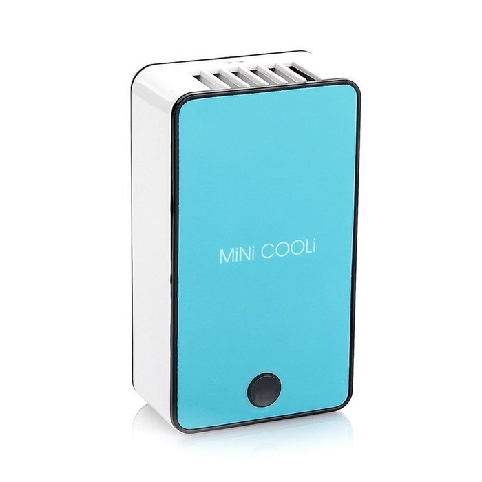 Dealglad Portable USB Rechargeable Desk Hand-held Mini Cooli Bladeless Cooler Air Conditioner Cooling Fan (Blue) N13