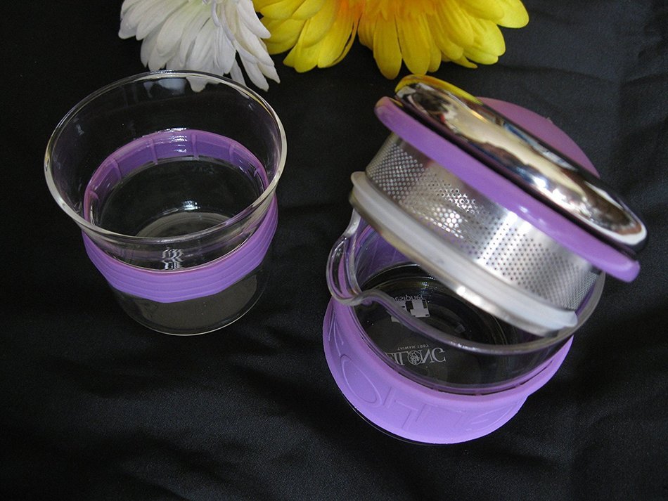 Stainless Steel Personal Tea Glass Cup w/ Filter Infuser Anti-slip Sleeve + 1 Drinking Cup Gift SET