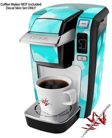 Bokeh Squared Neon Teal - Decal Style Vinyl Skin fits Keurig K10 Mini Plus Coffee Makers (KEURIG NOT INCLUDED)