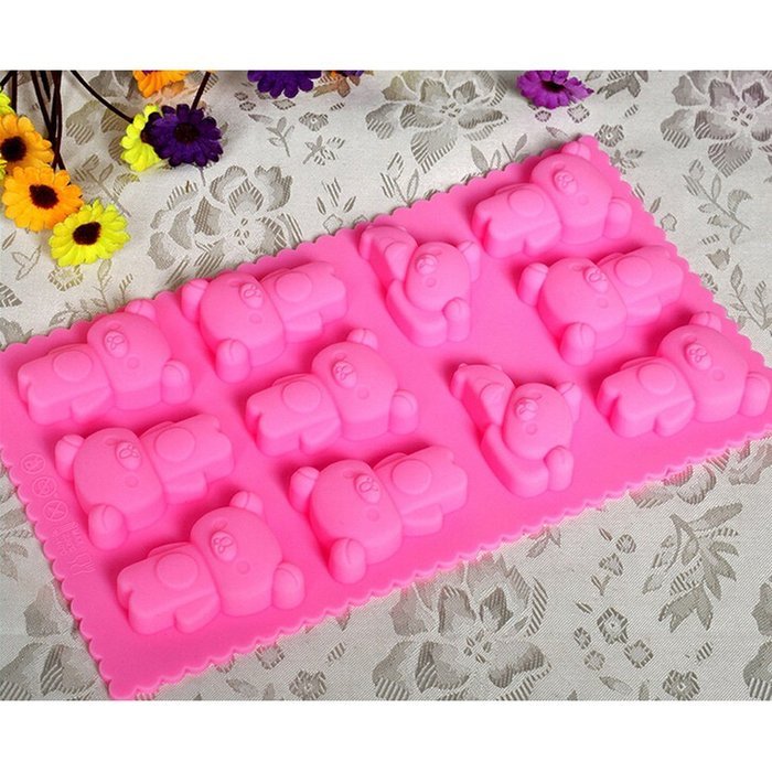 Poproo Bear Shaped Silicone Candy Molds Jello Chocolate Mold Ice Cube Tray - Bear Figure, Head, Paw Print (Set...