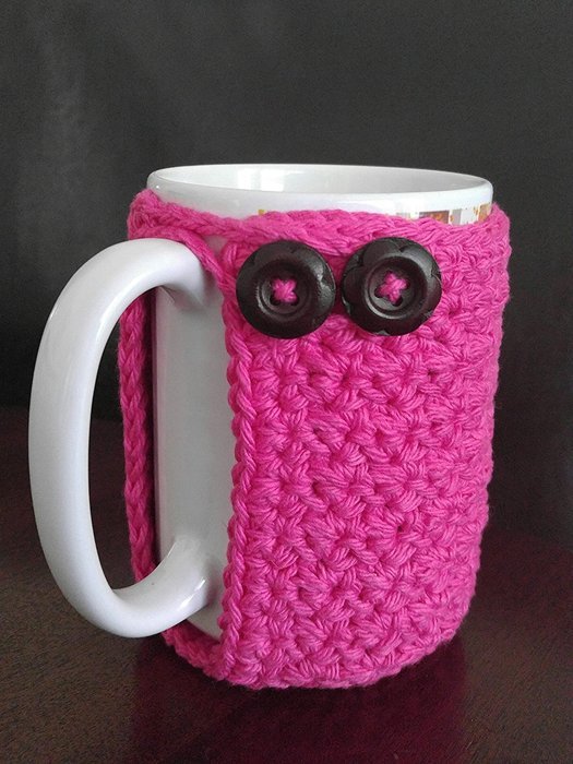 Cotton Coffee Cozy Hot Pink Cozy and Coaster in One