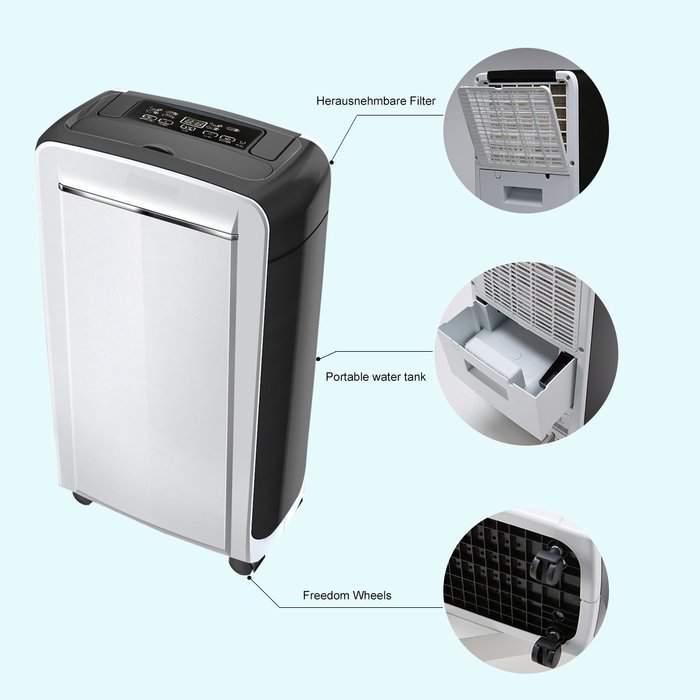 OULUN Energy Star Compressor Dehumidifier with Water Tank 20 pint 15-25 Square Meters for Home Kitchen White N6