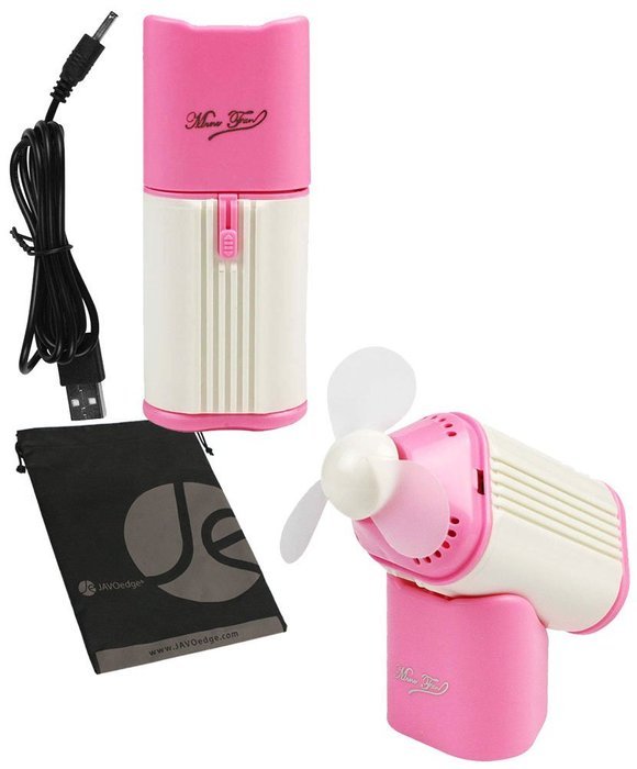 JAVOedge Pink Hands Free USB Portable Compact Fan with Angled Stand for Travels N5