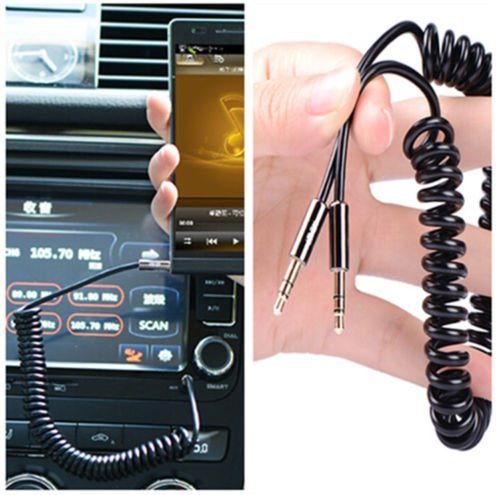 New 3.5mm AUX Male Audio Spring Cable Jack Connector for iPhone Phone Car L7S N4