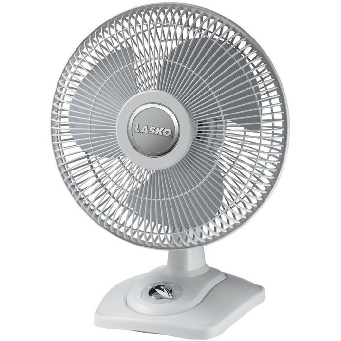 Lasko D12900 Oscillating Premium Table Fan, 12", Light Grey