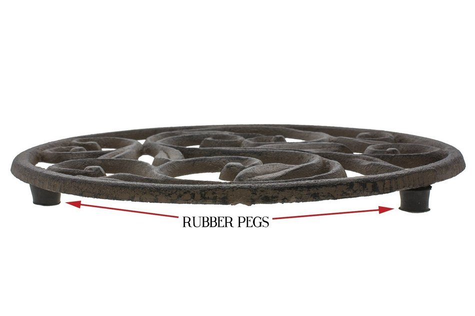 Cast Iron Trivet | Round with Vintage Pattern | Decorative Cast Iron Trivet For Kitchen Or Dining Table | 7.7... N4