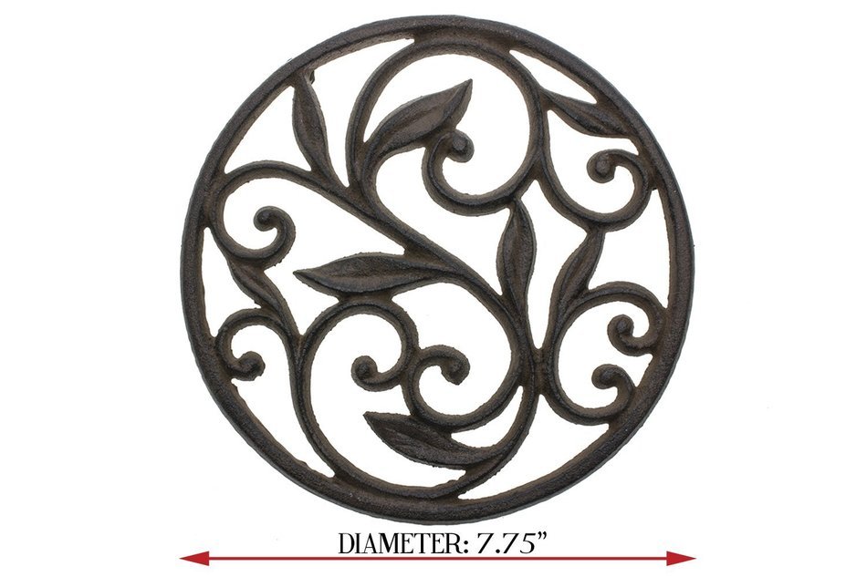 Cast Iron Trivet | Round with Vintage Pattern | Decorative Cast Iron Trivet For Kitchen Or Dining Table | 7.7... N5
