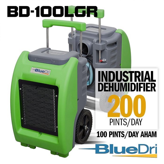 BlueDri BD-100LGR Green Commericial Dehumidifier for Water Damage Restoration Flood Moisture Mold Removal Water... N5