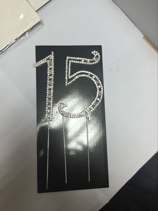 Sharing Star Large Crystal 15 Sweet Fifteen Numbers Bling Birthday Cake Topper Cake Decoration with Crystal Glass... N3