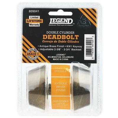 Legend 809041 Double Cylinder Deadbolt, US5 Antique Brass Finish by Legend