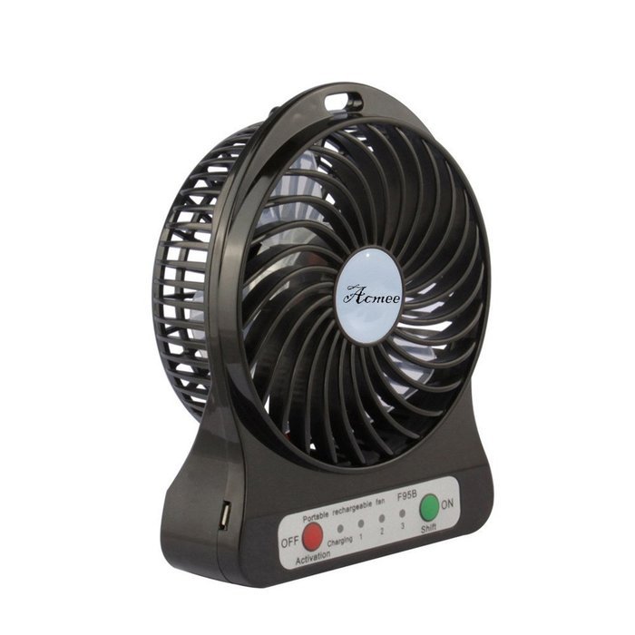 Acmee&reg; 4-inch Mini Hand Held Portable USB Fan Powered by Premium 2600mAh 18650 Lithium Rechargeable Battery, 4... N4