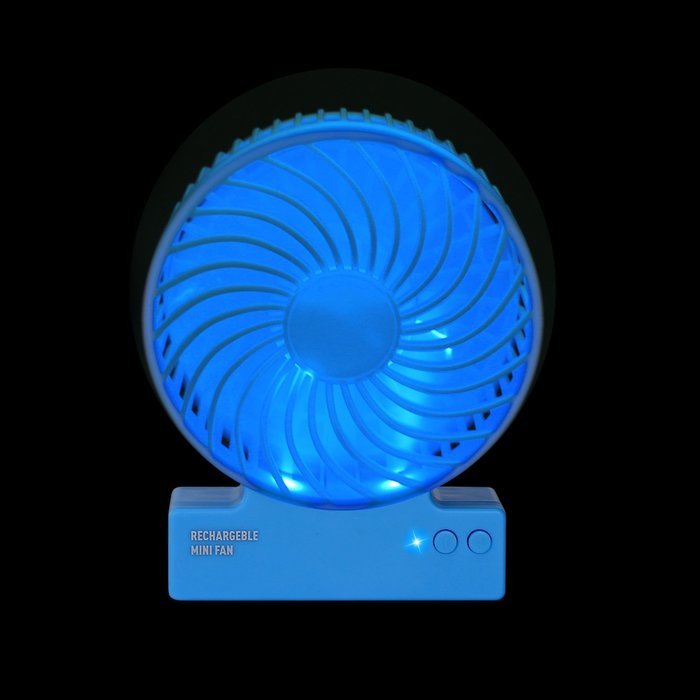 SSYS Mini USB 3 Speeds Rechargeable Portable Fan with Blue LED Night Light ,18650 Lithium-Ion Battery and USB... N6