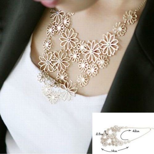 Fashion Charm Women Chain Flower Bib Choker Pendant Statement Necklace Jewelry