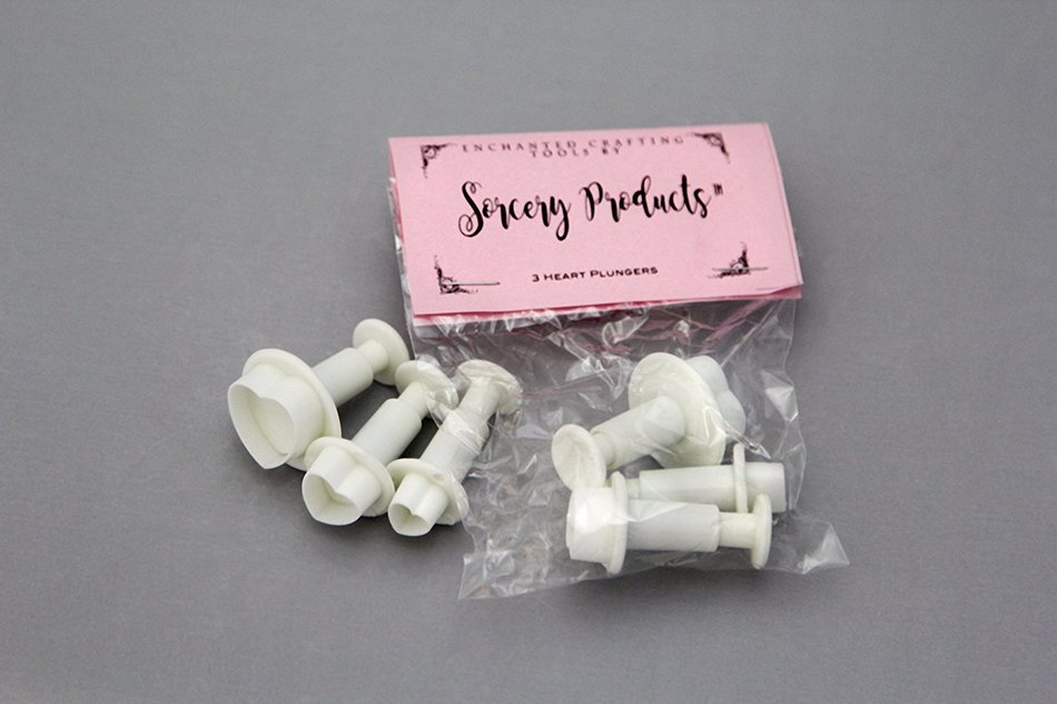 Sorcery Products Fondant Tool Set 3 Heart Plungers