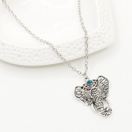 Womens Fashion vintage Silver Elephant pendant chain choker charm Necklace N3