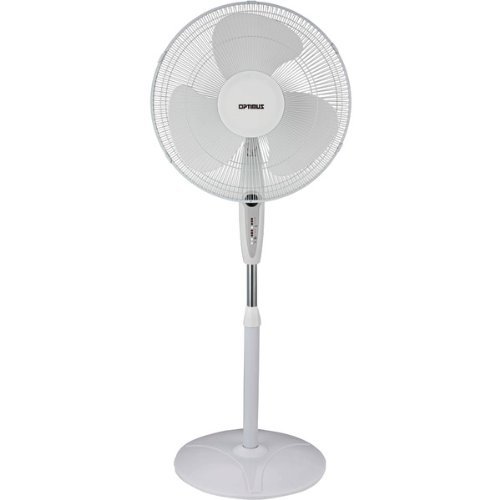 OPTIMUS F-1672WH 16" Oscillating Stand Fan with Remote (White)
