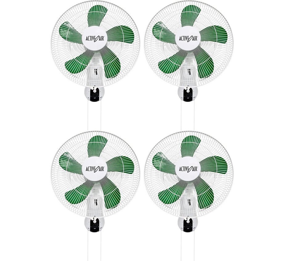 Active Air Fan - (4) Hydrofarm ACF16 16" Wall Mountable Oscillating Hydroponic Fans