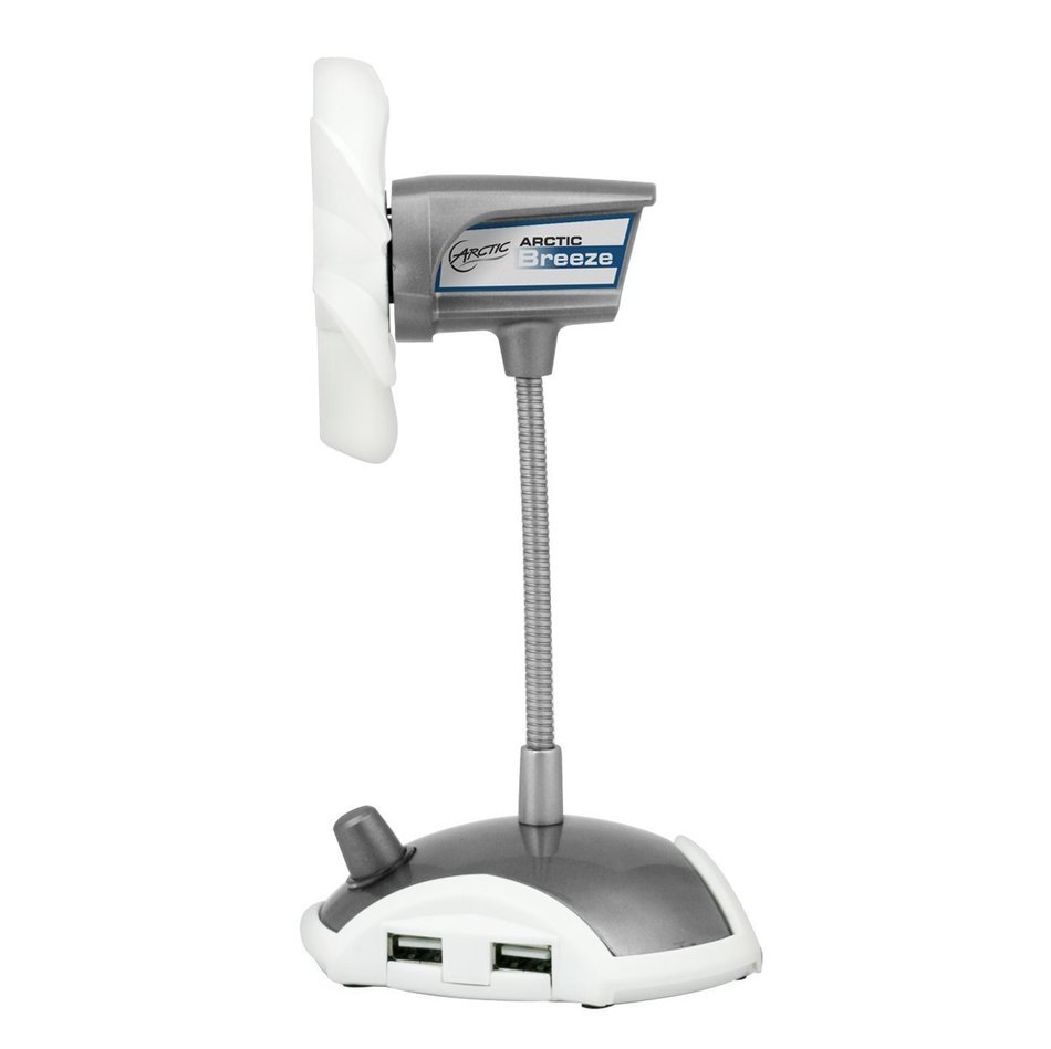 ARCTIC Breeze Pro, USB-Powered 92mm Desktop Fan, Adjustable Fan Speed and Blowing Angle, 4-Port USB Data Hub -... N16