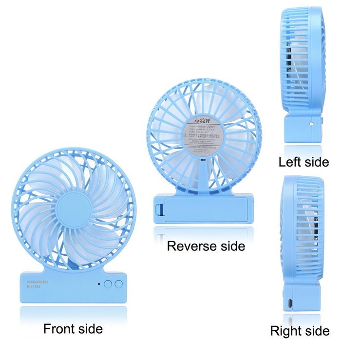 SSYS Mini USB 3 Speeds Rechargeable Portable Fan with Blue LED Night Light ,18650 Lithium-Ion Battery and USB... N8