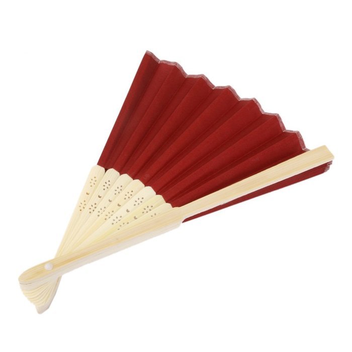Chinese Folding Bamboo Fan Retro Hand Fan Wedding Party Favor Fan Wine Red N4