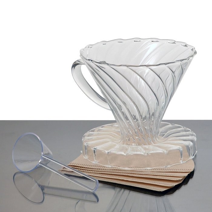 HIC Glass Coffee Dripper (Dripper + 100 Paper Filters + Stainless Steel Scoop) N2