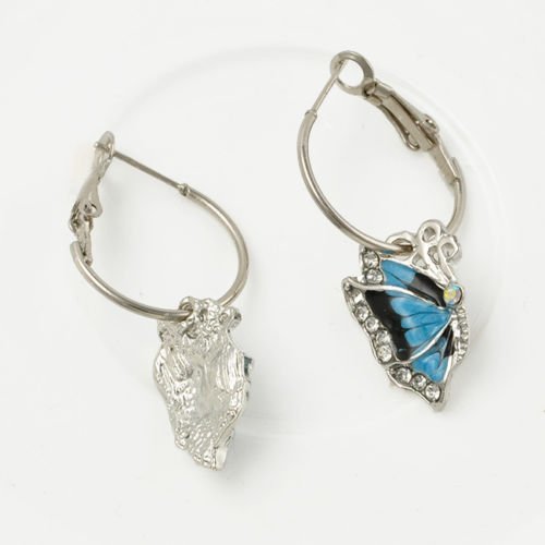 Butterfly Dangle Blue Crystal Rhinestone Enamel Hoop Earrings GIFT WOMEN 1Pair N3