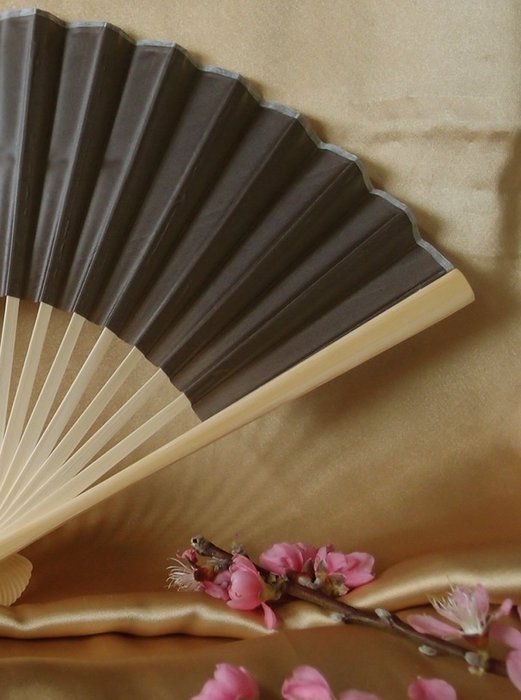 9" Gray / Grey Chinese Folding Silk Hand Fan for Weddings N3