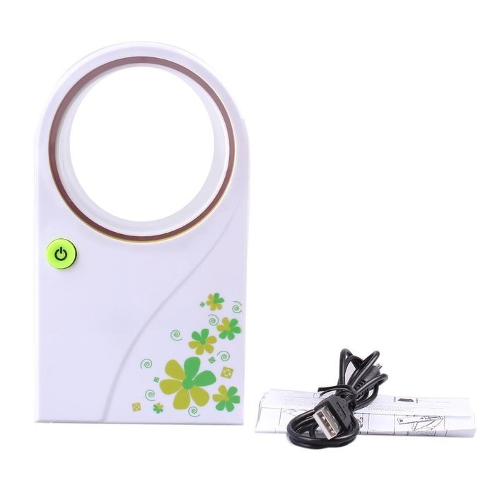 Fashion Beautiful USB Mini No Leaf Fan Bladeless Refrigeration Desktop Portable Air Conditioner 2 Colors (Green) N11