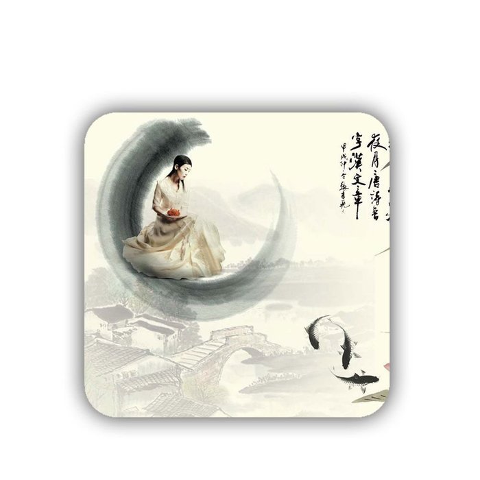 Generic Cup Coaster Made By Mdf Printed Asian Chinese Ink Painting Individuality N2