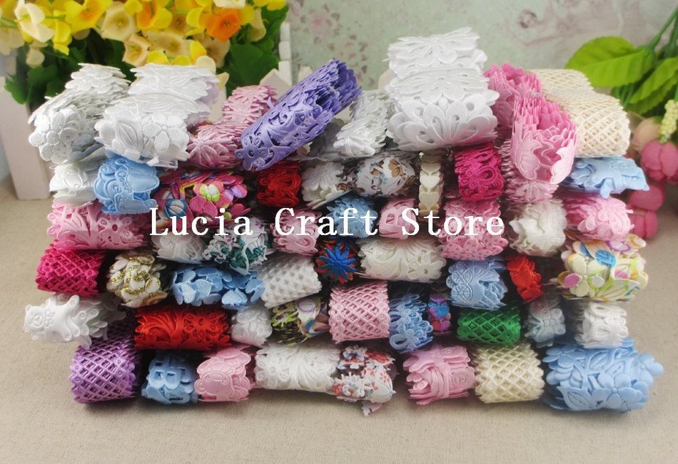2x12yards/lot Random Lace Trim Embellishment Flower Ribbon Sewing Craft DIY Garment & Home Decoration