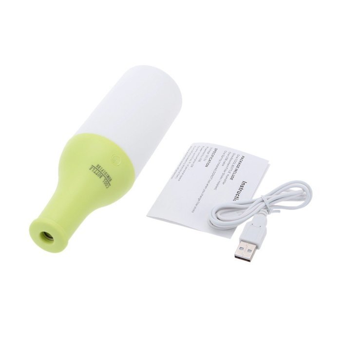 Mini Humidifier Home Air Diffuser USB Portable Cool Bottle Design LED Night Light Aromatherapy Mist Maker (Pink) N15