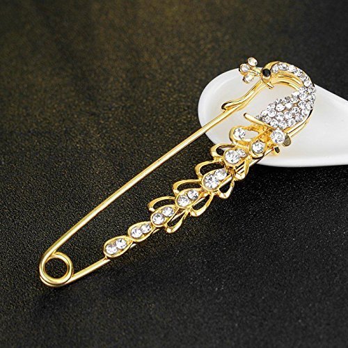Wedding Bridal Peacock Rhinestone Kilt Pin Scarf Clothes Shawl Brooch Safety Pin