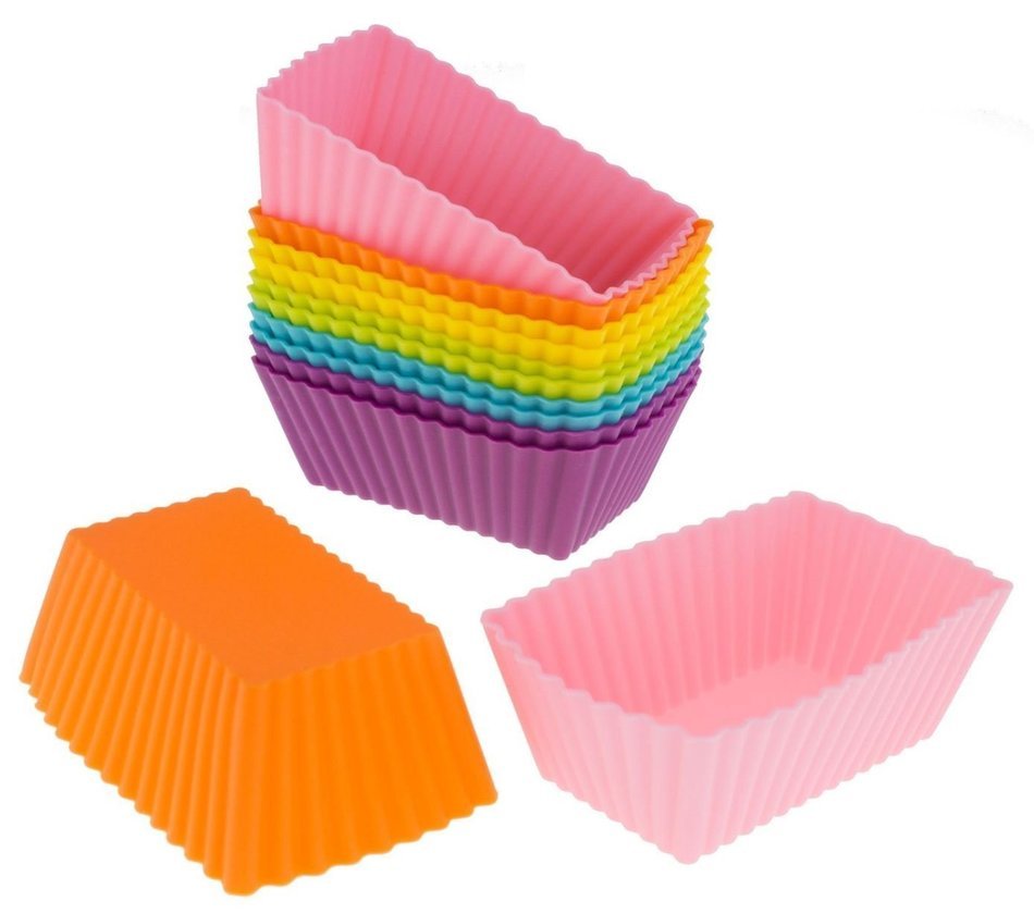 24-Pack Silicone Reusable Cupcake and Muffin Baking Cup Set, Rainbow Colors by GiftKoncepts