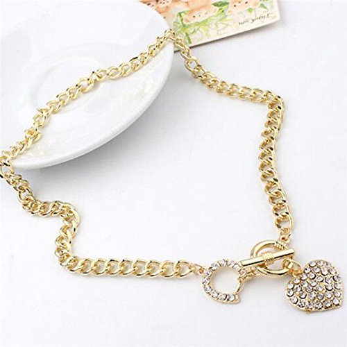 Fashion Women Crystal Heart Charm Pendant Choker Statement Bib Chain Necklace N8