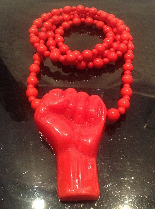 Limited edition Hand made "Power to the people" pendent beads necklace N2