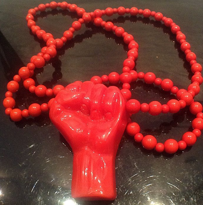 Limited edition Hand made "Power to the people" pendent beads necklace N3