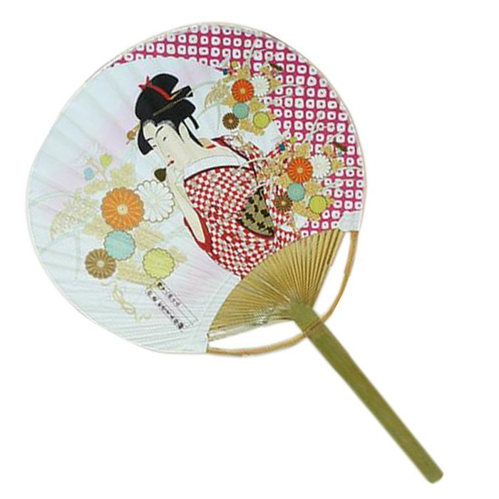 Japanese Style Hand Fan Paper Hand Held Fan Wood Handle, No.5