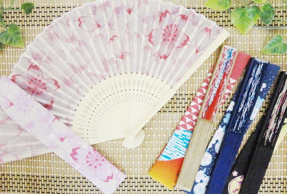 KYOYU Japanse Flower Pattern Silk Sensu Folding Fan,Pink N6