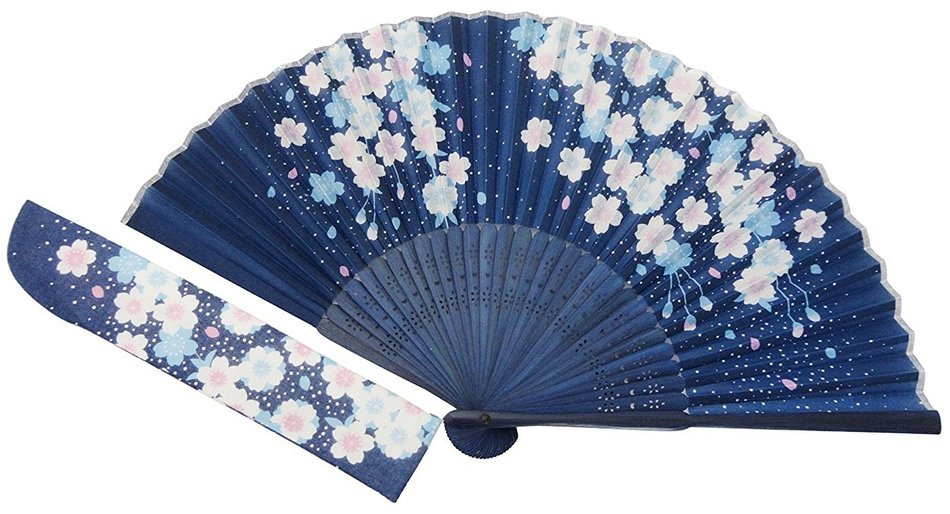 KYOYU Japanse Flower Pattern Silk Sensu Folding Fan,Pink N7