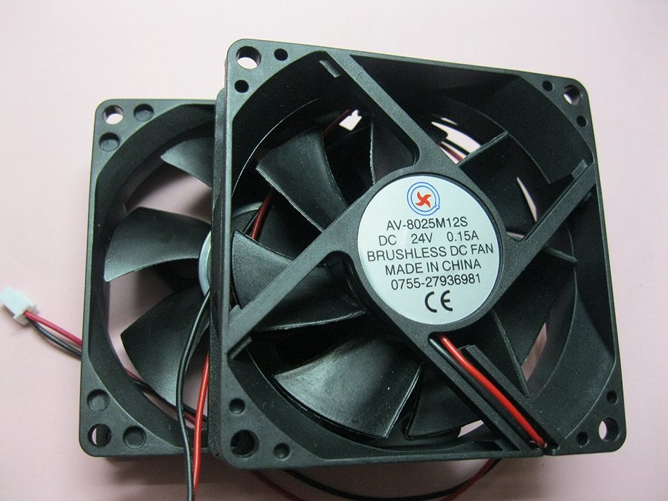2 pcs Brushless DC Cooling Fan 24V 8025S 7 Blades 2 wire 80x80x25mm Sleeve-bearing Skywalking N2