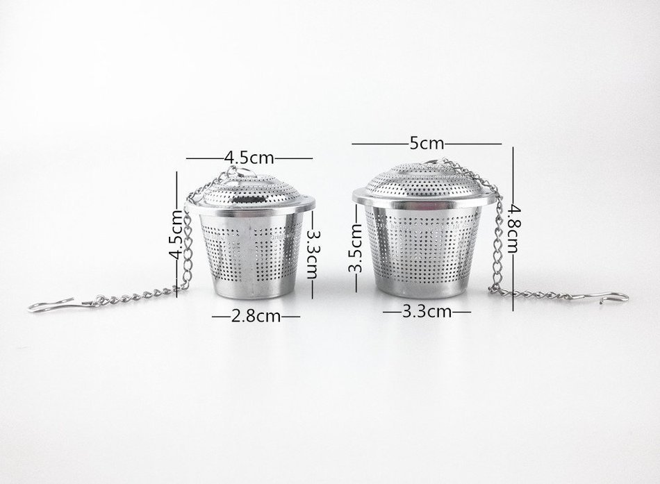 yueton 2pcs Stainless Steel Loose Leaf Tea Fine Mesh Infuser Strainer with Extended Chain