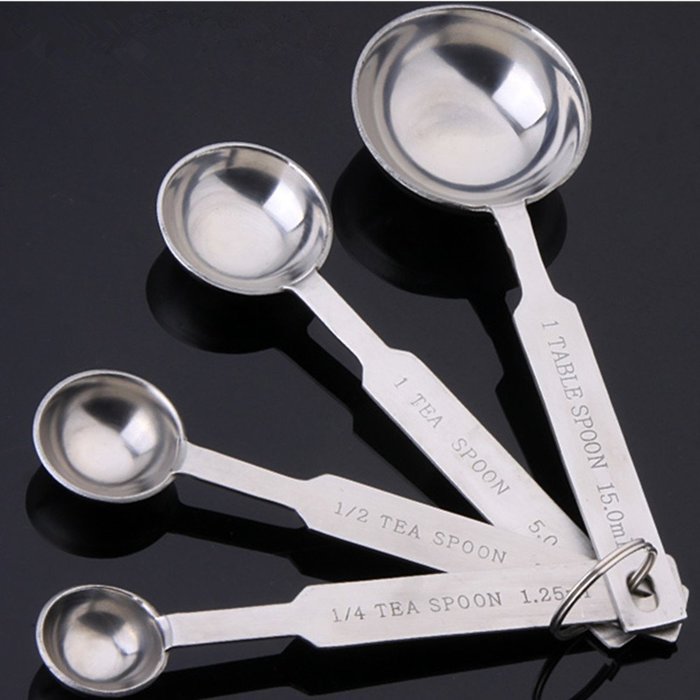 JASTON 4Pcs Stainless Steel Kitchen Cook Measuring Spoon Teaspoon Set